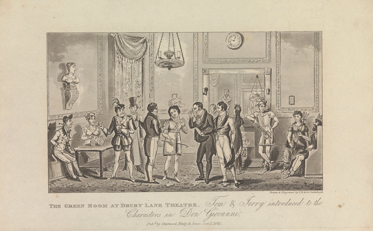 The Green Room no Drury Lane Theatre Finlandês tekijältä George Cruikshank