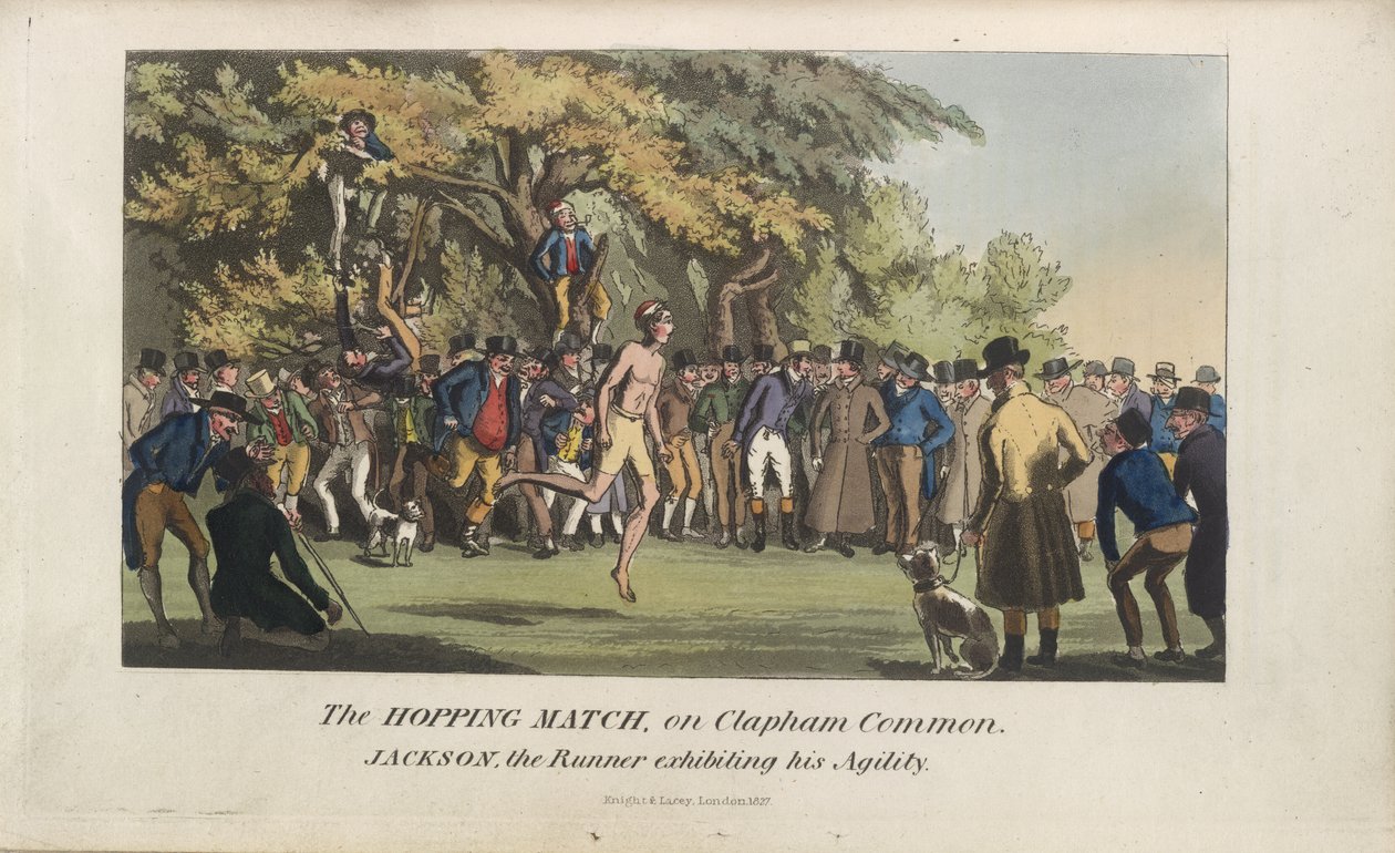 The Hopping Match, "Life in London, etc.", kirjoittanut Pierce Egan tekijältä George Cruikshank