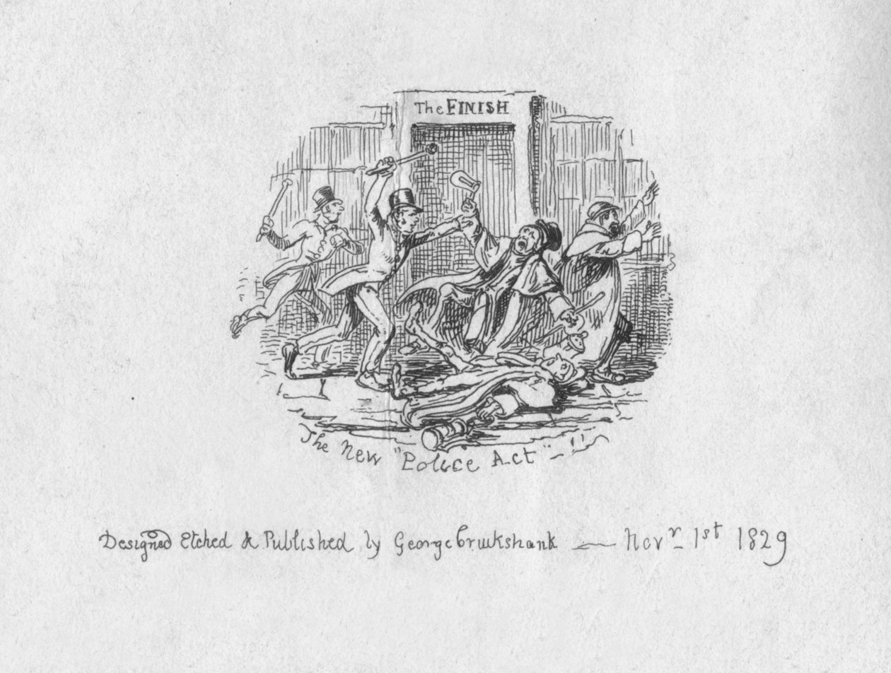 Uusi poliisilaki, 1829 tekijältä George Cruikshank
