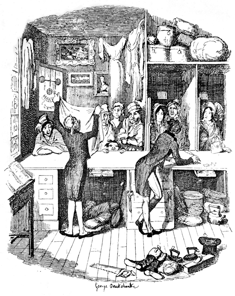 Panttilainaamakauppa, c1900 tekijältä George Cruikshank