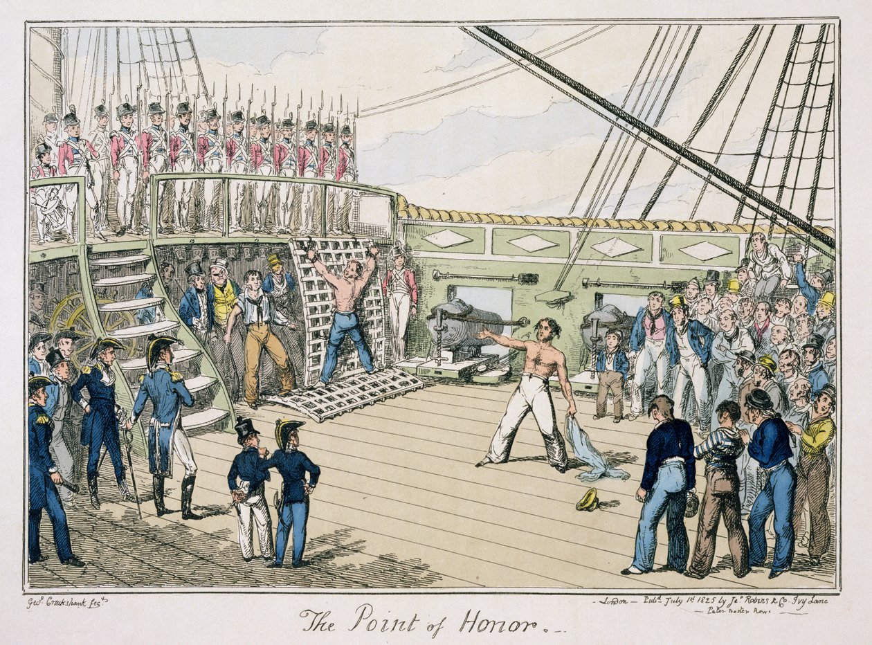 The Point of Honor, julkaistu 1825 (värikaiverrus) tekijältä George Cruikshank