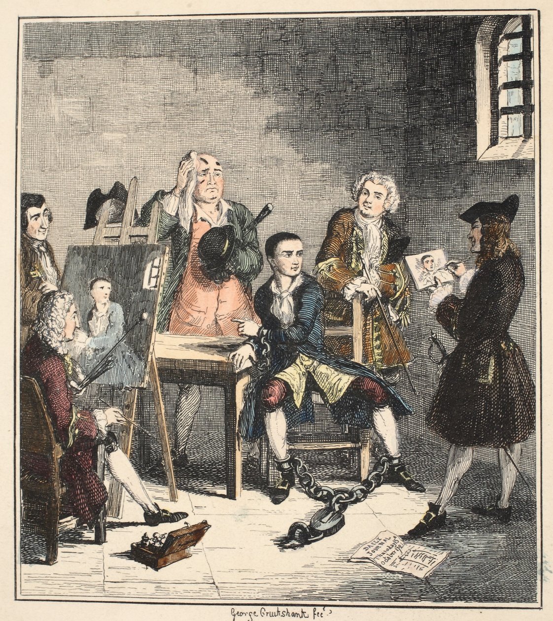 Muotokuva, kuvitus Jack Sheppard: A Romance, William Harrison Ainsworth, julkaistu 1839 (käsinvärinen etsaus) tekijältä George Cruikshank