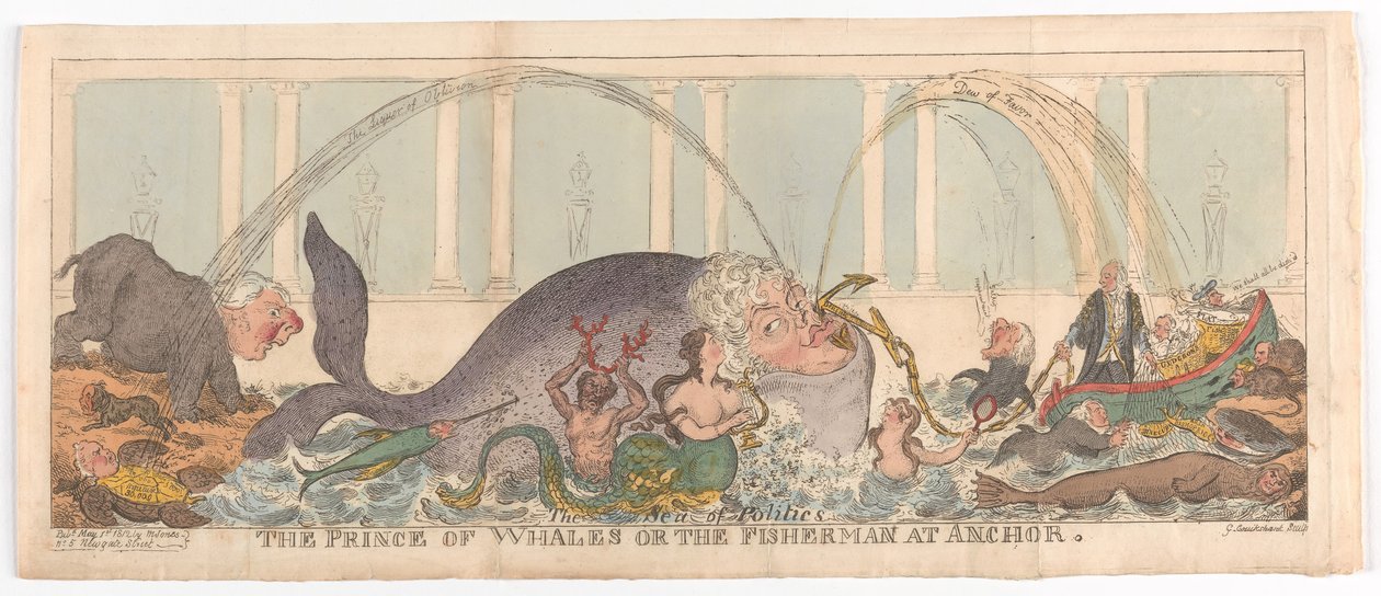 Valaiden prinssi tai kalastaja ankkurissa, 1. toukokuuta 1812. tekijältä George Cruikshank