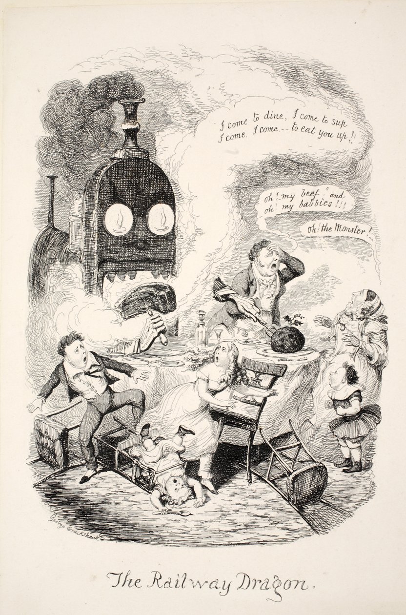 Rautatien lohikäärme, pubi. 1841 tekijältä George Cruikshank