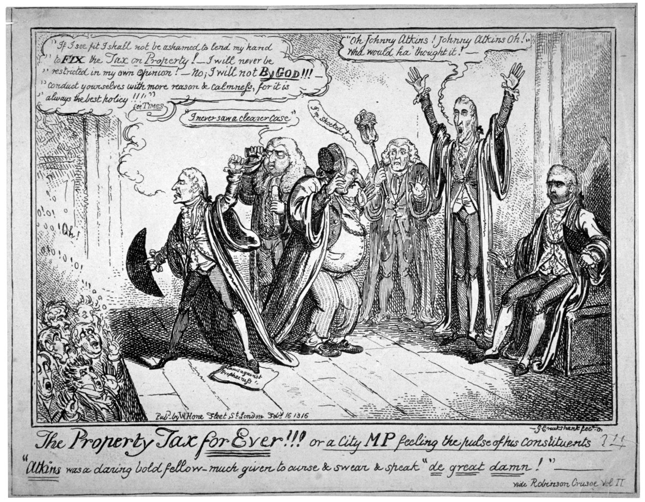 "Kiinteistövero ikuisesti!!!", 1816. tekijältä George Cruikshank