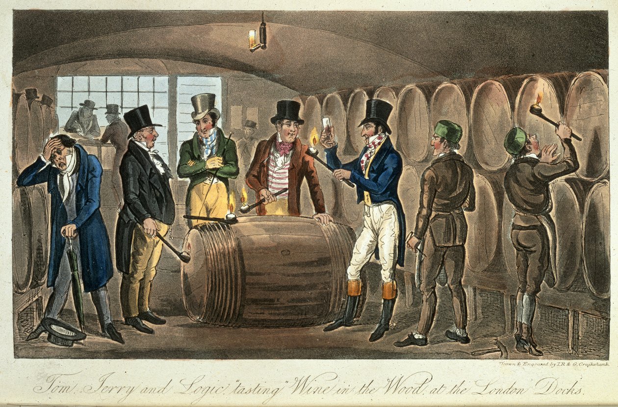 Tom, Jerry & Logic maistaa viiniä, "Life in London, etc.", kirjoittanut Pierce Egan tekijältä George Cruikshank