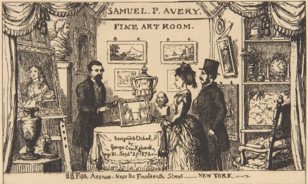 Samuel P. Averyn kauppakortti - Taidehuone, 1873, 1873. tekijältä George Cruikshank