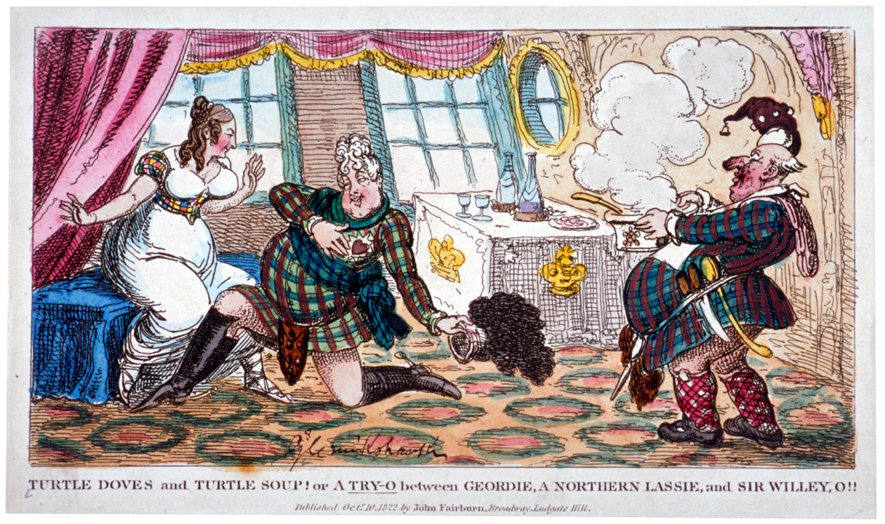 "Turtle kyyhkyset ja turtle keitto!", 1822. tekijältä George Cruikshank