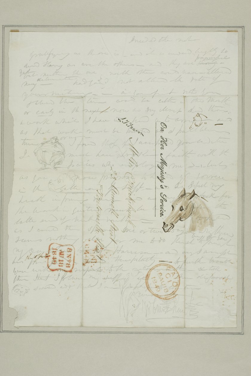 Nimetön (Cruikshankin kirje ja luonnoksia hevosen päästä) tekijältä George Cruikshank