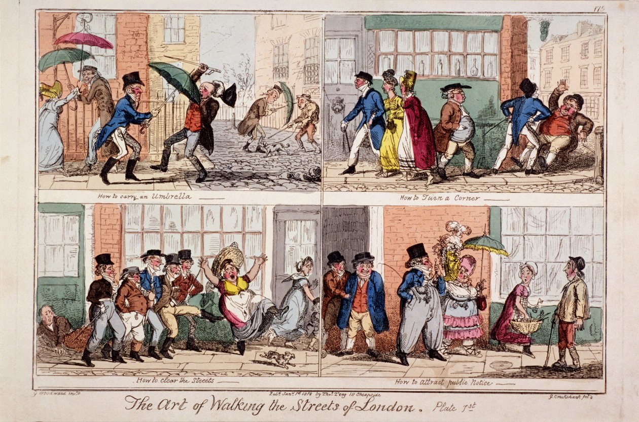 "Kävely Lontoon kaduilla", 1818 tekijältä George Cruikshank