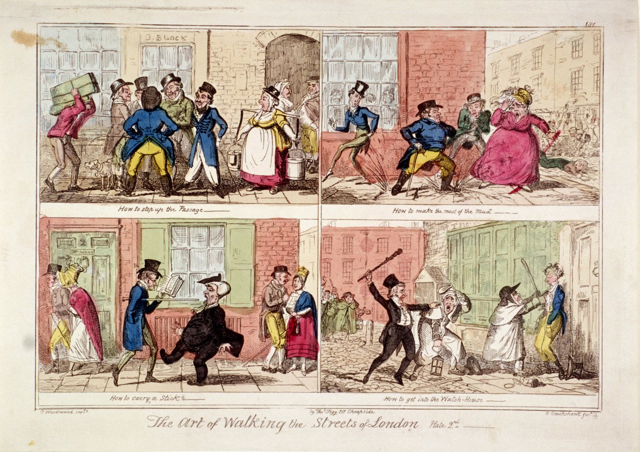"Kävely Lontoon kaduilla", 1818 tekijältä George Cruikshank