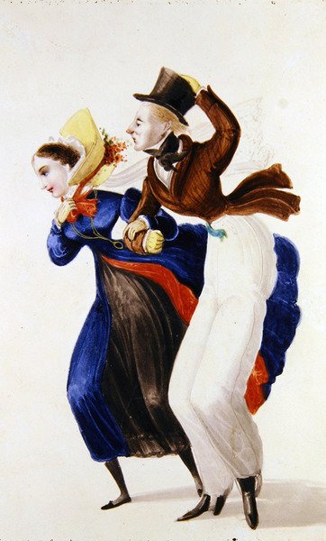Talvin muoti (akvarelli paperille) tekijältä George Cruikshank