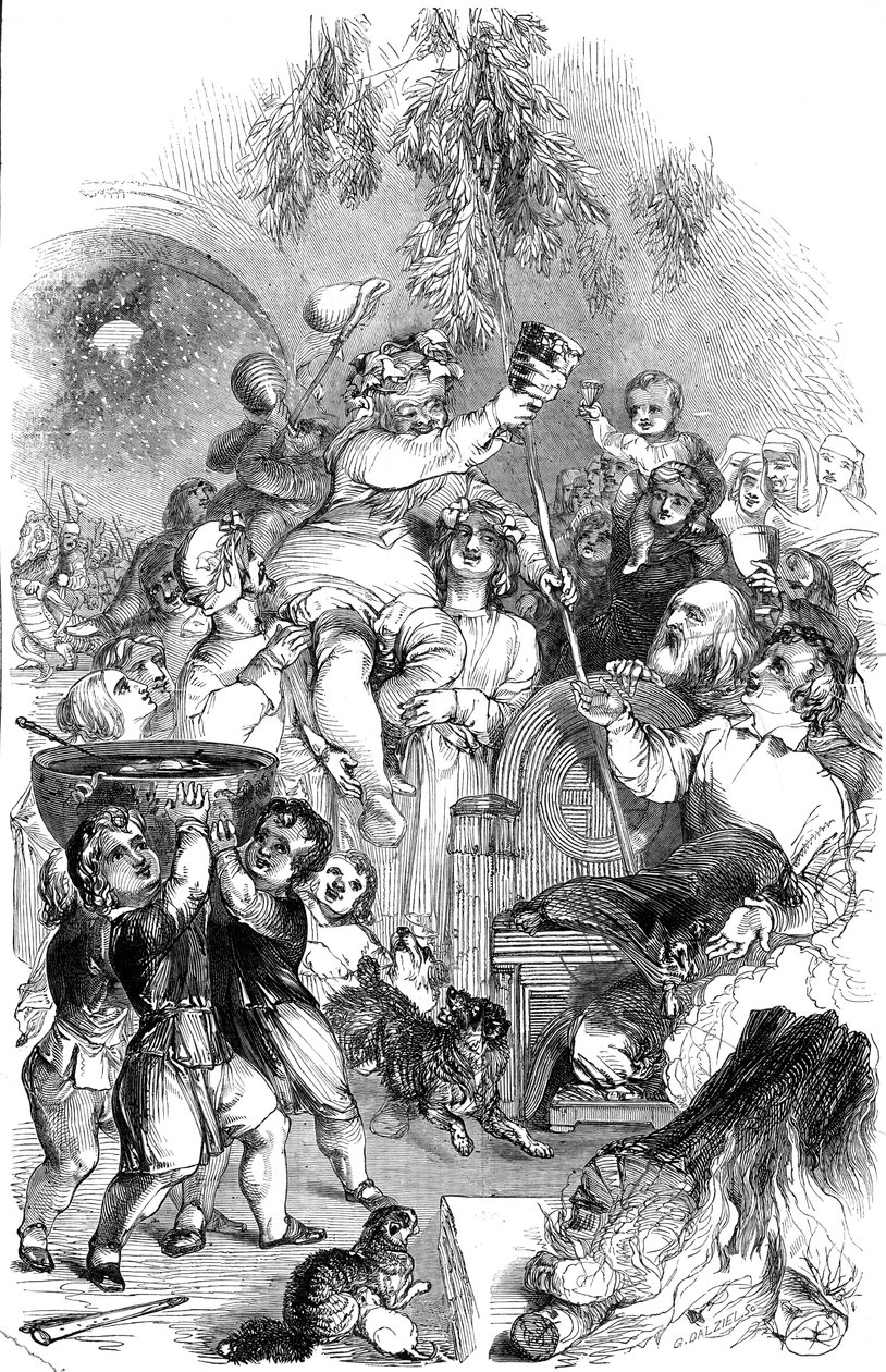 Bringing in Christmas - piirtänyt William Harvey, 1845. tekijältä George Dalziel