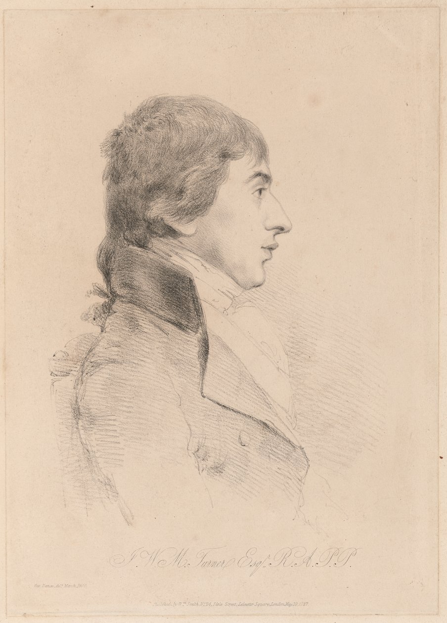 Muotokuva J.M.W. Turnerista, R.A., noin 1800 (etsaus) tekijältä George Dance