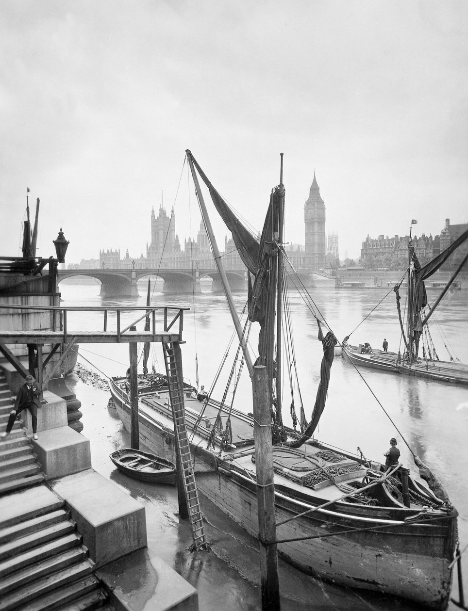 Parlamenttitalot Thames-joelta, Lambeth, Lontoo, 1920-luku tekijältä George Davison Reid