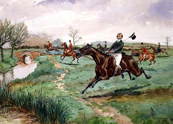 Full Cry (akvarelli paperille) tekijältä George Derville Rowlandson