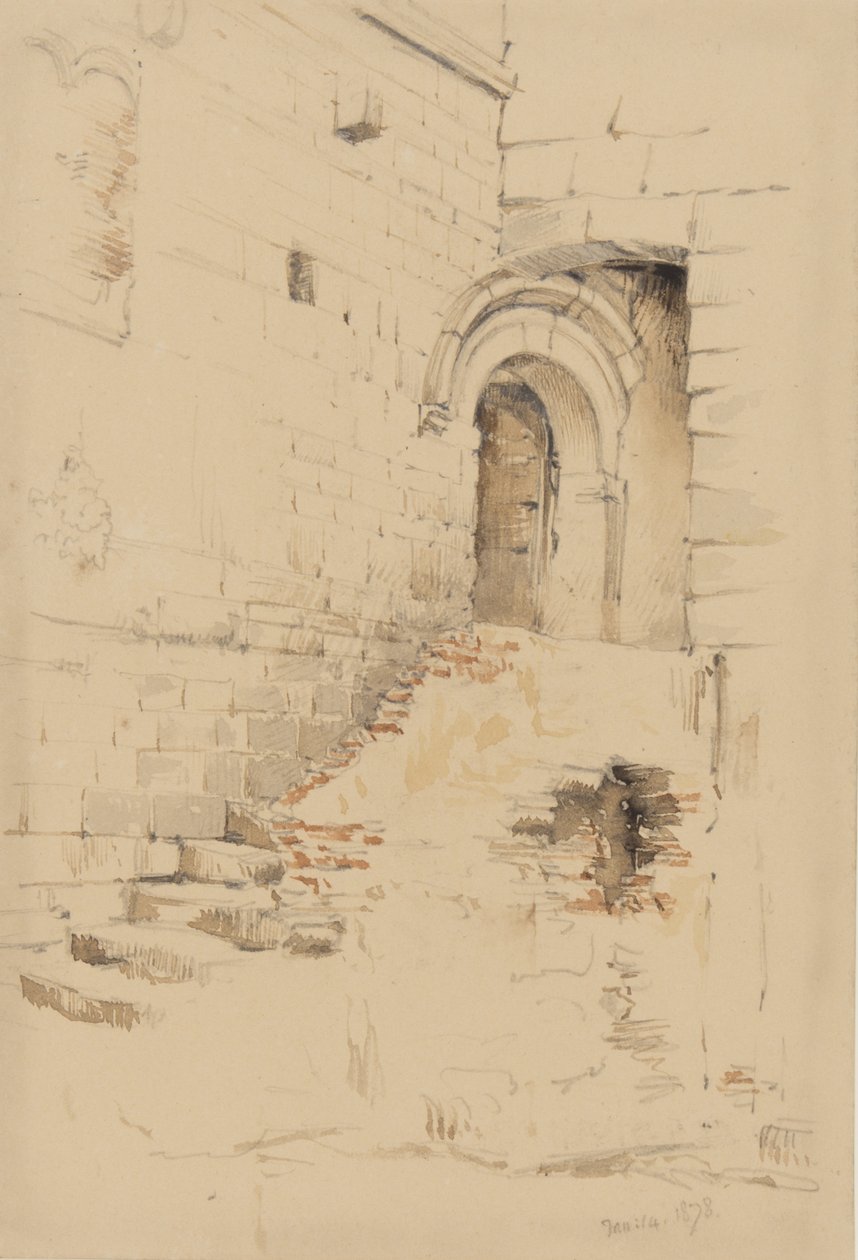 S. Siroa ympäröivällä pihalla, San Remo, tammikuu 1878 (lyijykynä ja wc paperille). tekijältä George Douglas Tinling