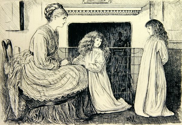 Lasten kuvitus (musta muste paperille) tekijältä George du Maurier