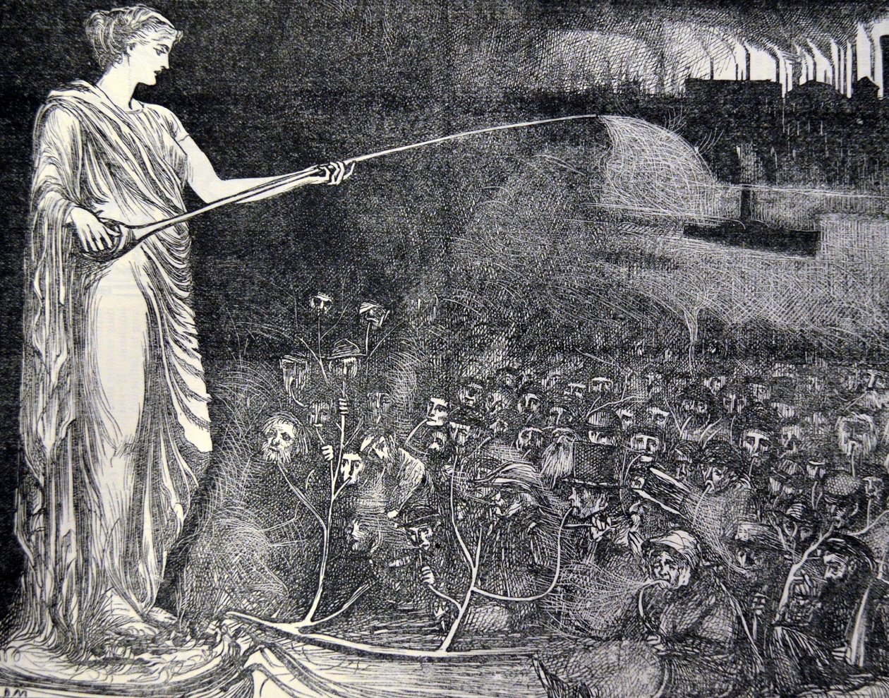 Tupakka nähdään lohdutuksena köyhille, 1869 tekijältä George du Maurier