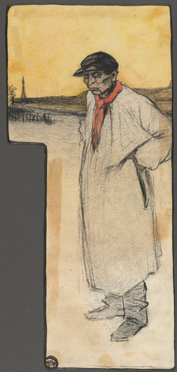 Suunnittelu kirjakuvitukseen, seisova mieshahmo, vuoden 1901 jälkeen. tekijältä George Dupuis