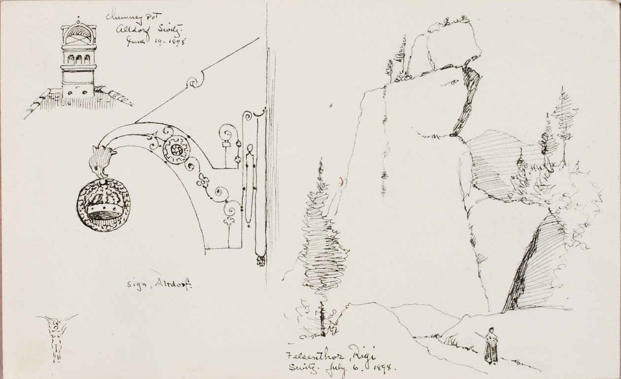 Savupiippu, Altdorf, Sveitsi/Felsenthor, Rigi, Sveitsi tekijältä George Elbert Burr