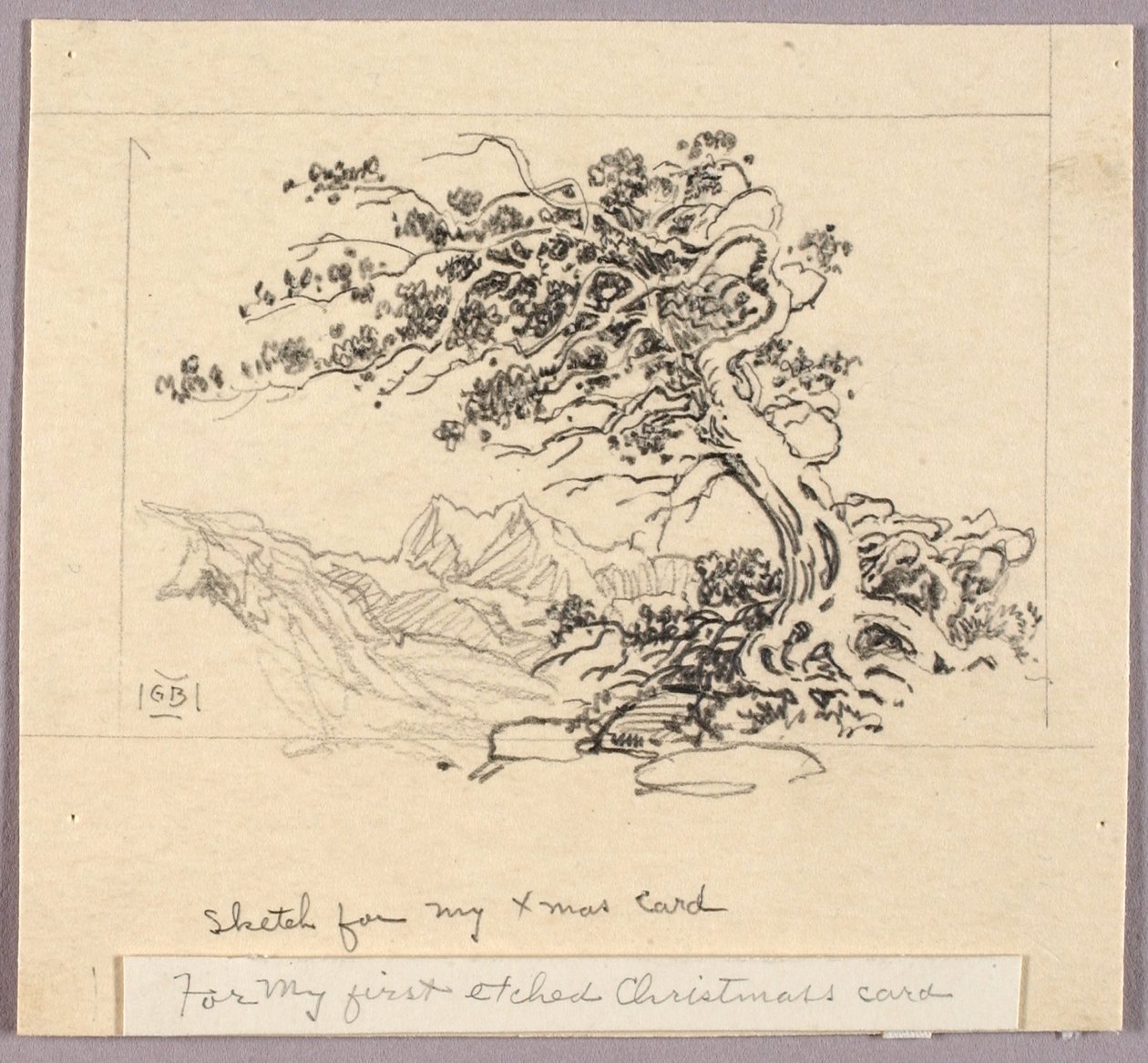 Luonnos joulukorttiin (Windswept Pine [nro 1]) tekijältä George Elbert Burr