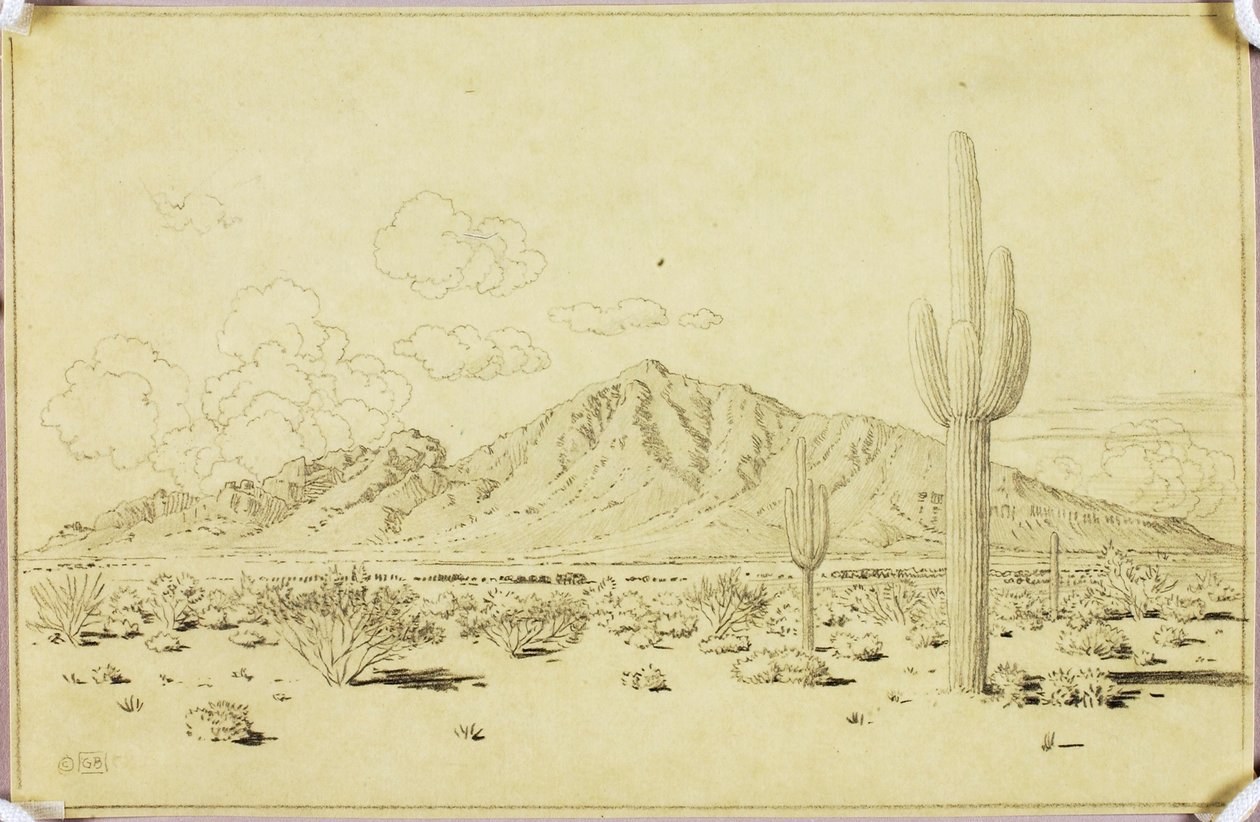 Nimetön (siirtopiirros teosta Camelback Mountain, Phoenix varten) tekijältä George Elbert Burr
