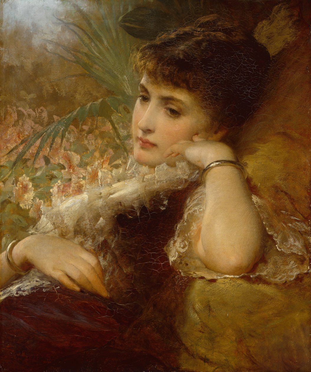 Naisen muotokuva (öljy aluksella) tekijältä George Elgar Hicks