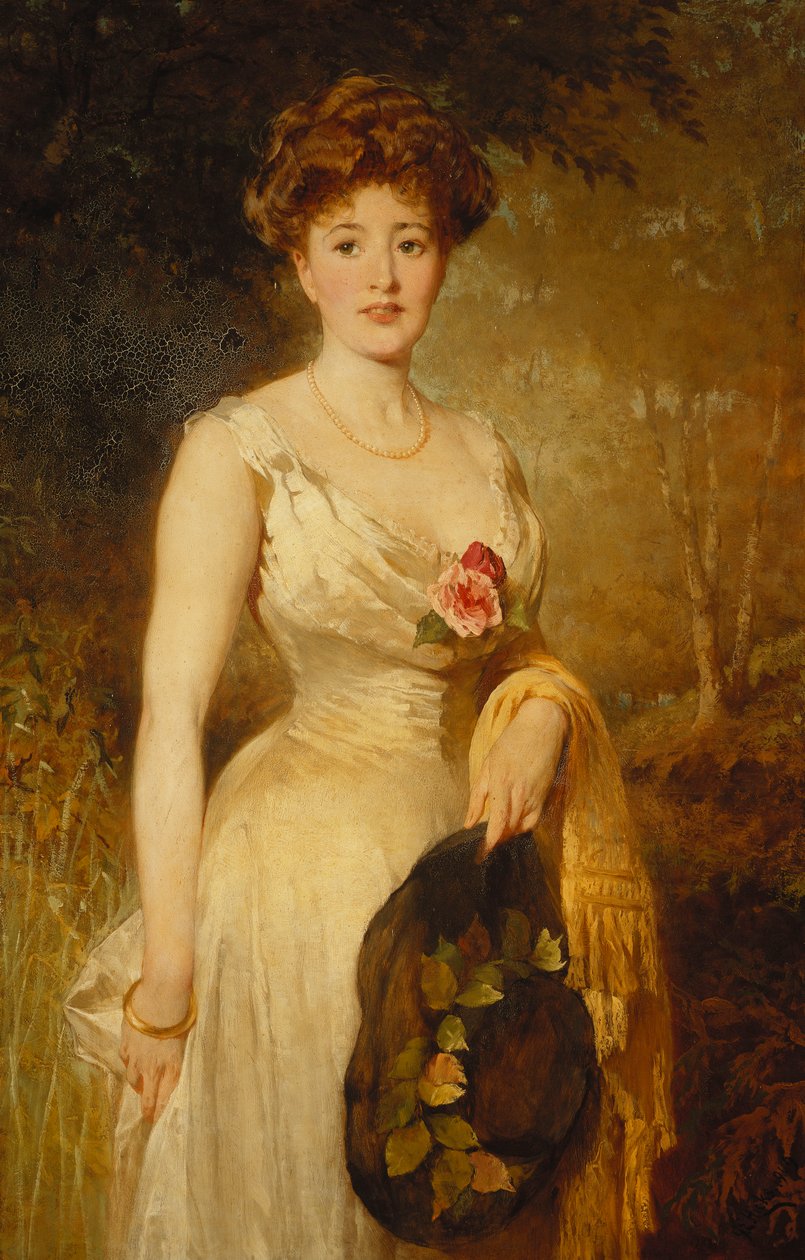 Muotokuva naisesta valkoisessa mekossa, 1909 tekijältä George Elgar Hicks