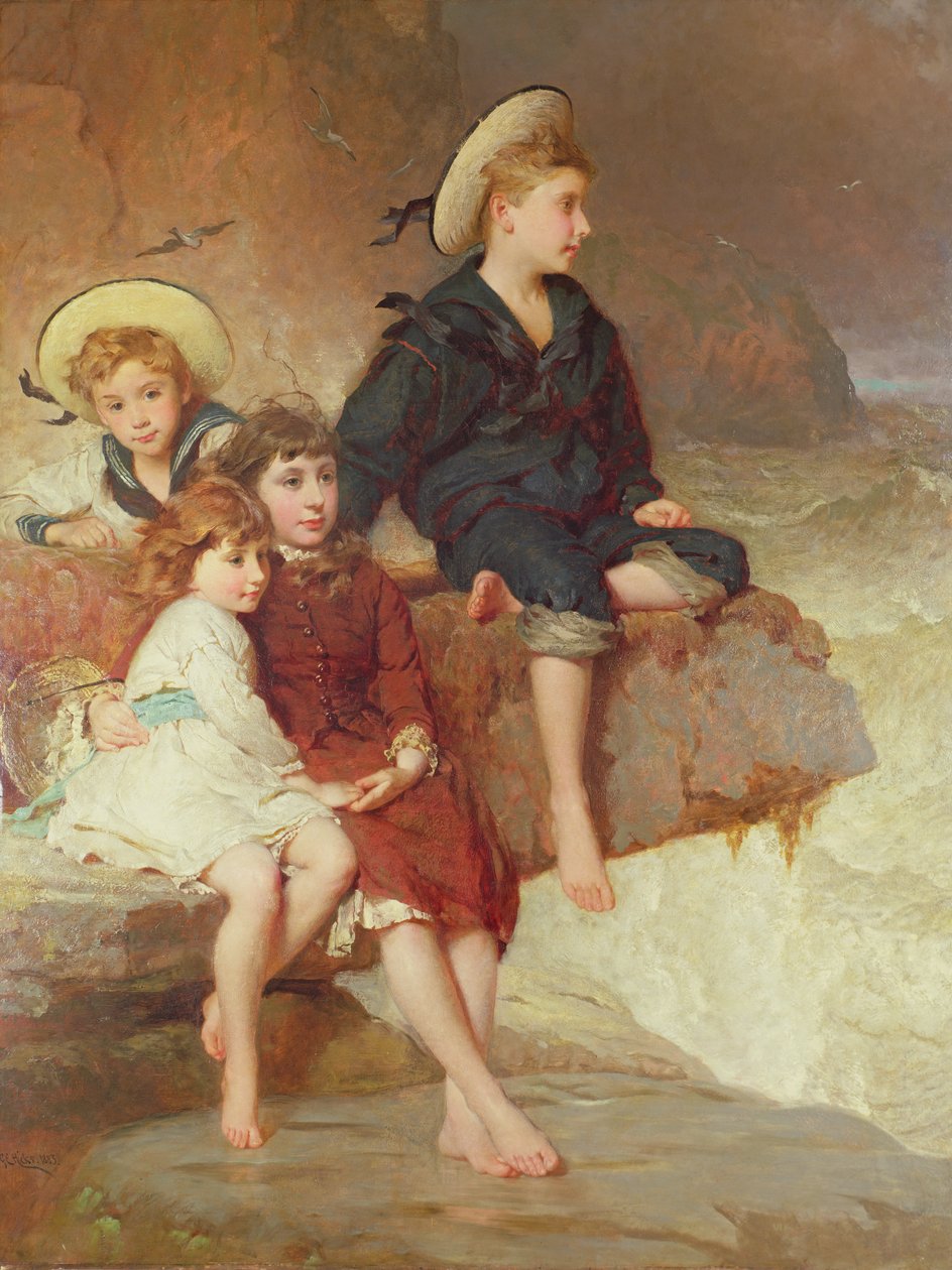 Sir Hussey Vivianin lapset meren rannalla tekijältä George Elgar Hicks