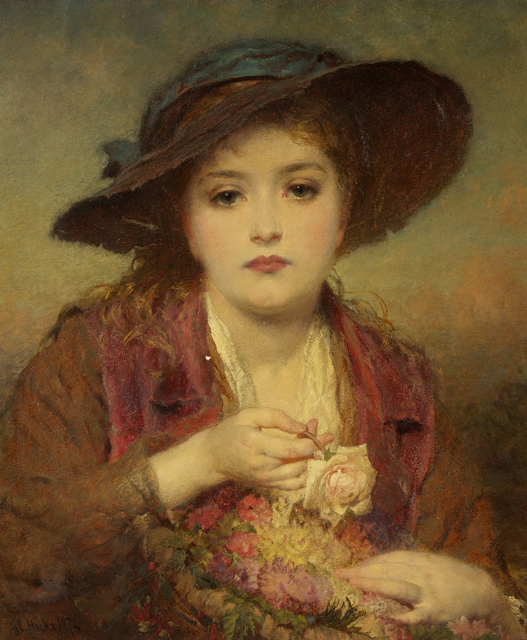 Kukkatyttö tekijältä George Elgar Hicks