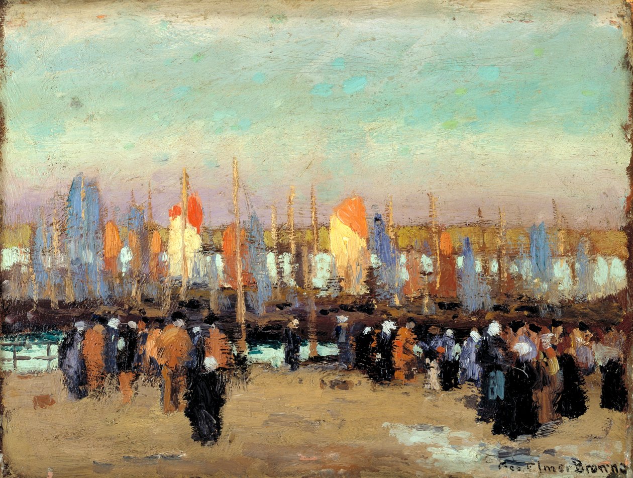 Satamakuva kalastusveneiden kanssa tekijältä George Elmer Browne