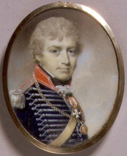 Sir Charles Burrell Bluntin (b.c.1775) muotokuva 1798 (akvarelli norsunluulla) tekijältä George Engleheart