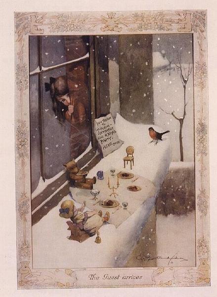 Vieras saapuu elokuvasta "The Graphic Christmas Number" tekijältä George Ernest Studdy