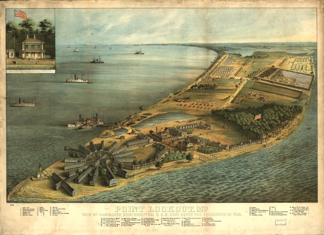 Point Lookout, Md. Näkymä Hammond Genl. Sairaala & U.S. genl. sotavankien varasto tekijältä George Everett