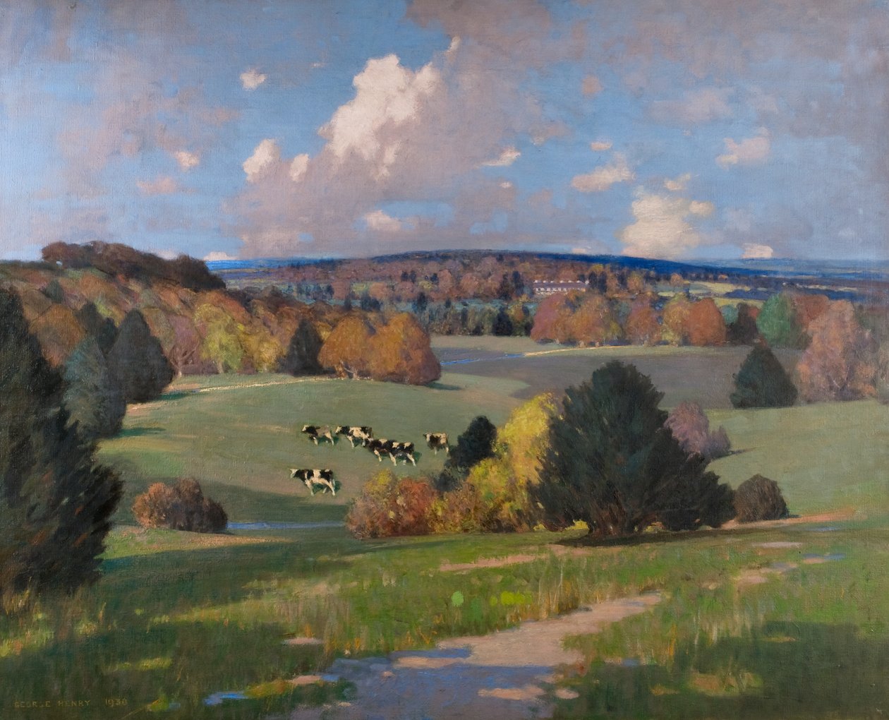 Sussexin maisema karjan kanssa tekijältä George F. Henry