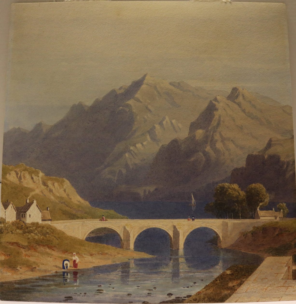 Näkymä Fort Augustusista, Caledonian Canal, noin 1830 (vesiväri paperille). tekijältä George Fennel Robson