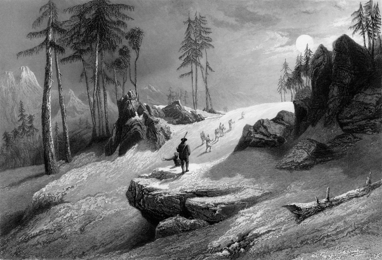 "Crossing the Choor Mountain", 1838. tekijältä George Francis White