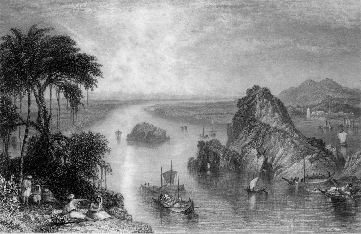 "Rocks at Colgong on the Ganges", 1838. tekijältä George Francis White