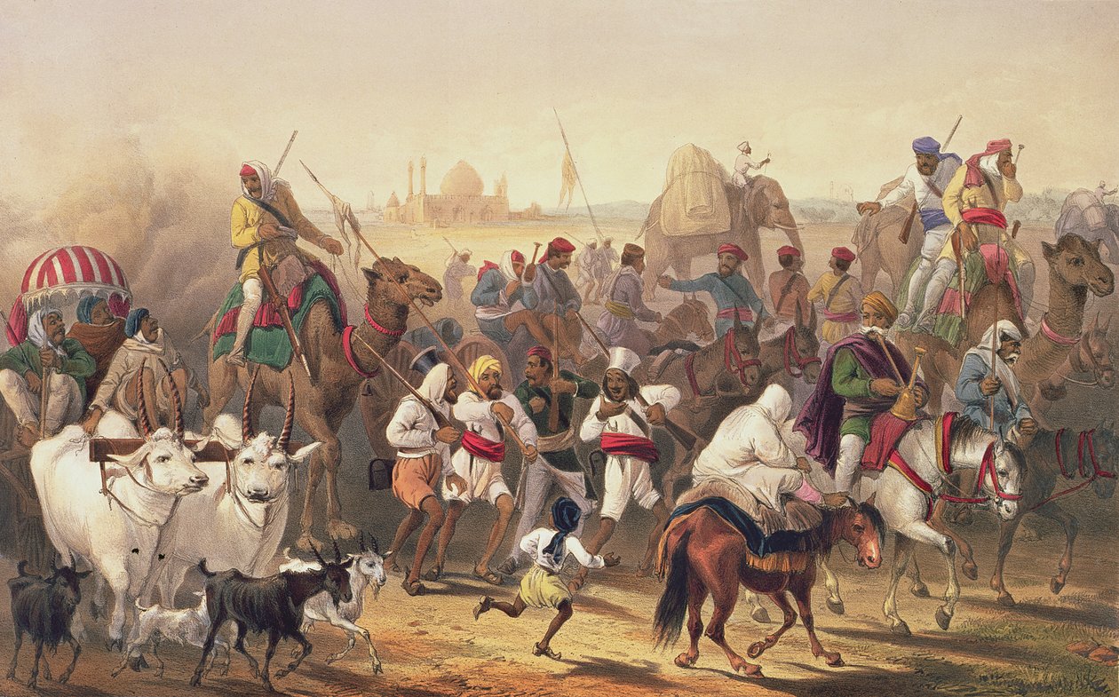 1781.c8 Pl.20 Alkuperäisten liittoutuneiden joukot, elokuvasta "The Campaign in India" tekijältä George Francklin (after) Atkinson