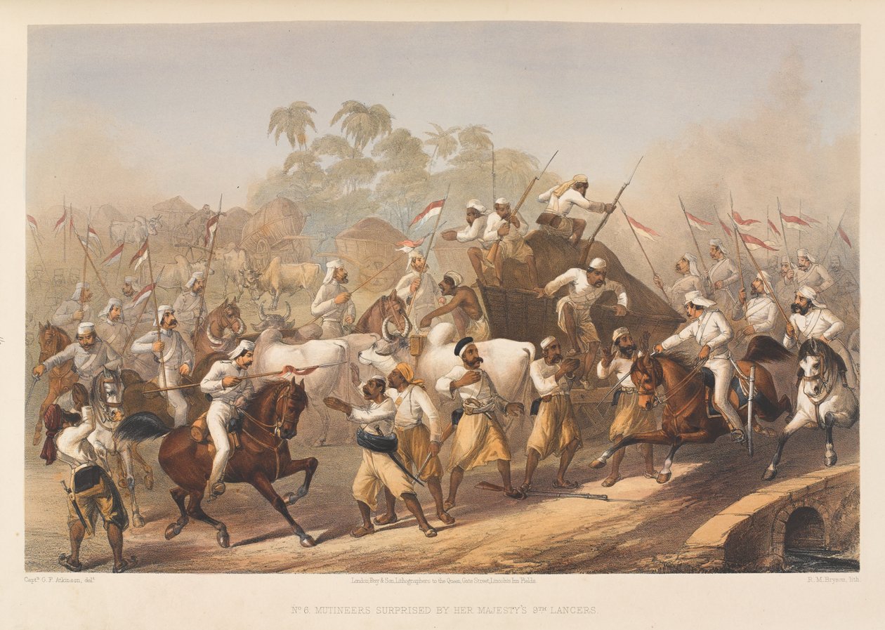 "Hänen Majesteettinsa 9th Lancers yllätti kapinalliset?", 1857 tekijältä George Francklin Atkinson