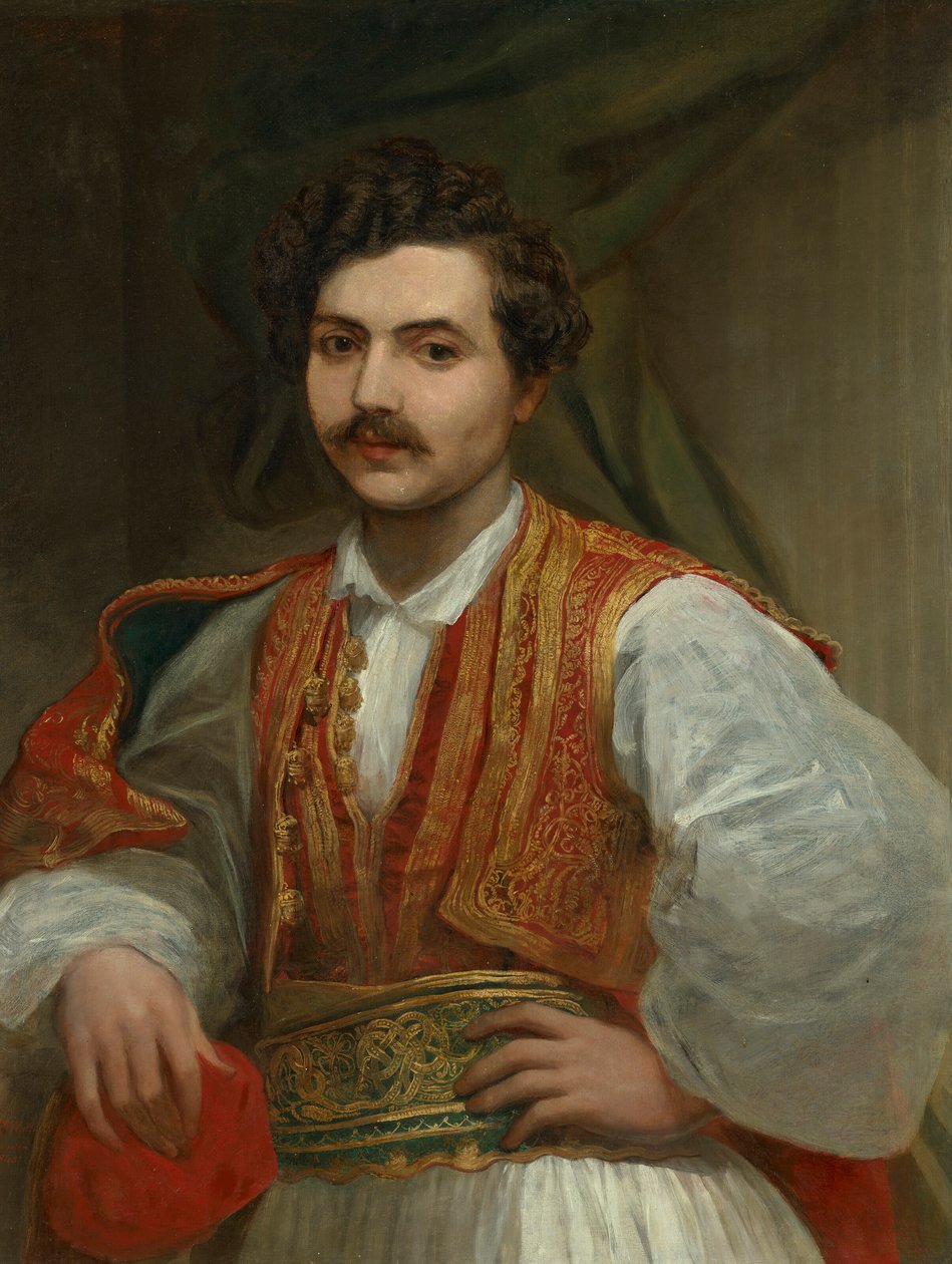 Muotokuva Nicolas Ionidesista (1815-1873), puolipitkä, kreikkalaispukuinen. tekijältä George Frederic Watts