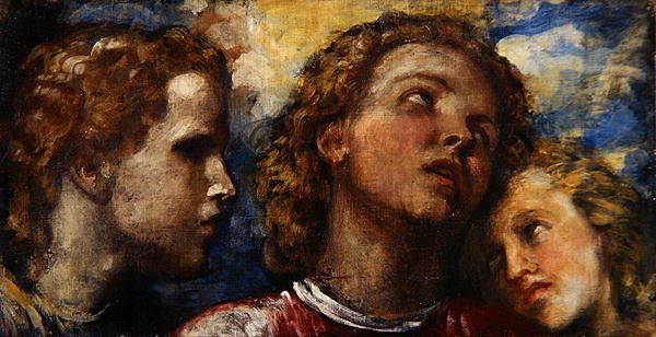 Luonnos kolmesta päästä (öljy kankaalle) tekijältä George Frederic Watts