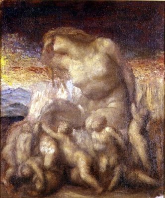 Evolution-tutkimus (öljy kankaalle) tekijältä George Frederic Watts