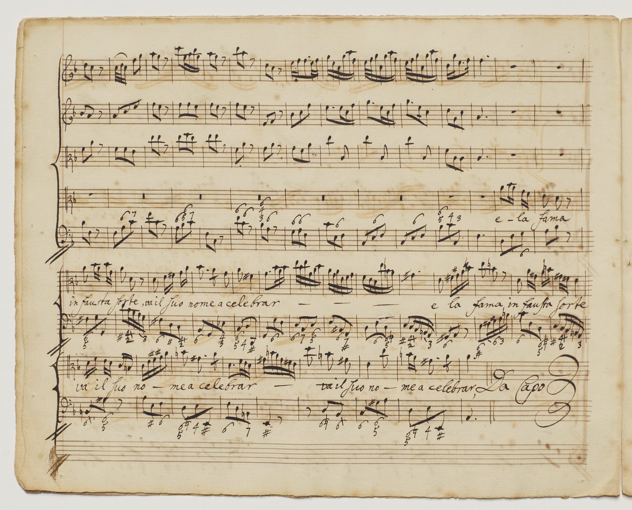 Preggio on sol d "un alma forte, f.6v from" Additionall [sic] songs for Rinaldo ", n. 1717 tekijältä George Frederick Handel