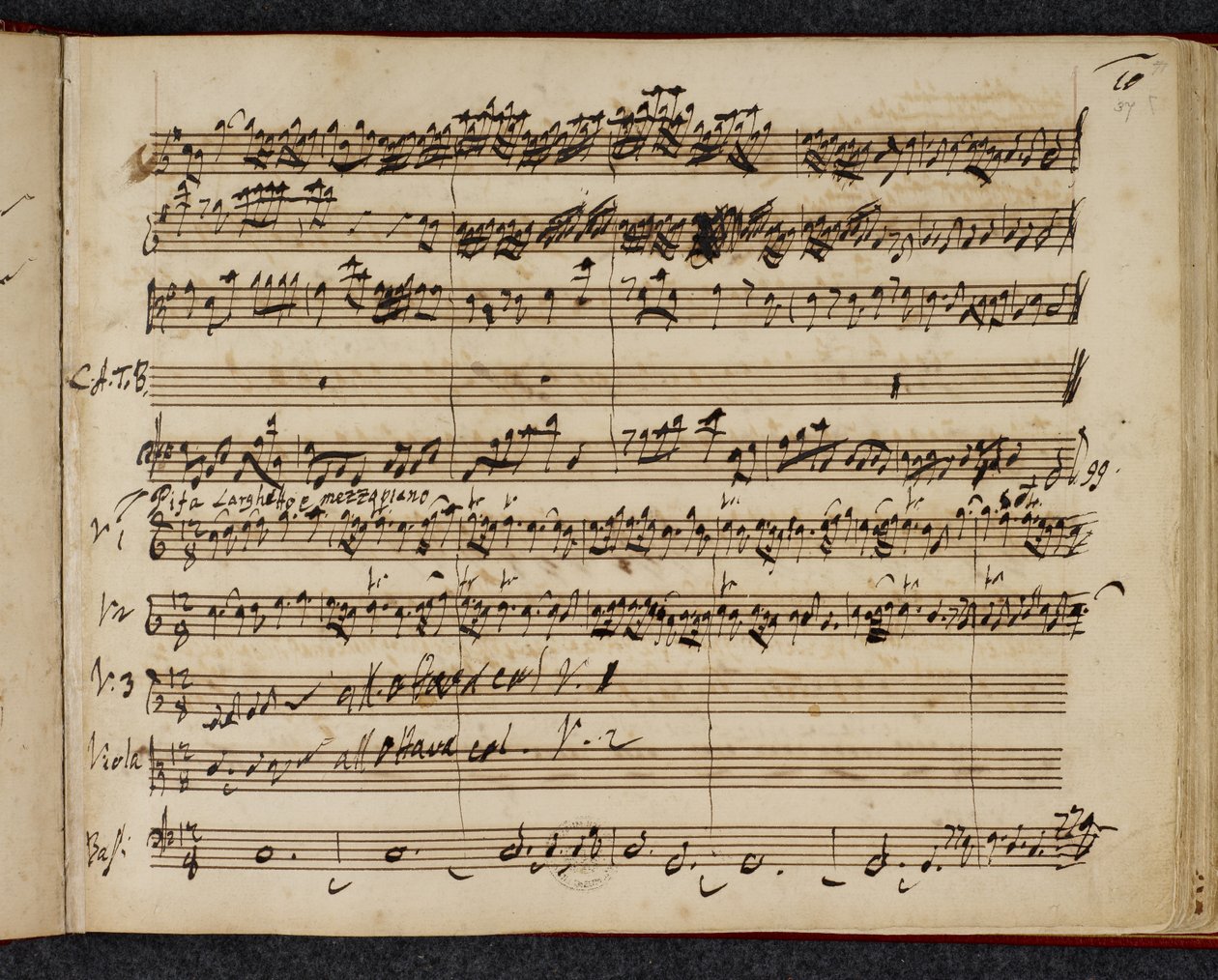 R.M.20.f.2 f.37r, Messiaan nimikirjoitus, jossa näkyy "pifa" tai pastoraalinen sinfonia tekijältä George Frederick Handel