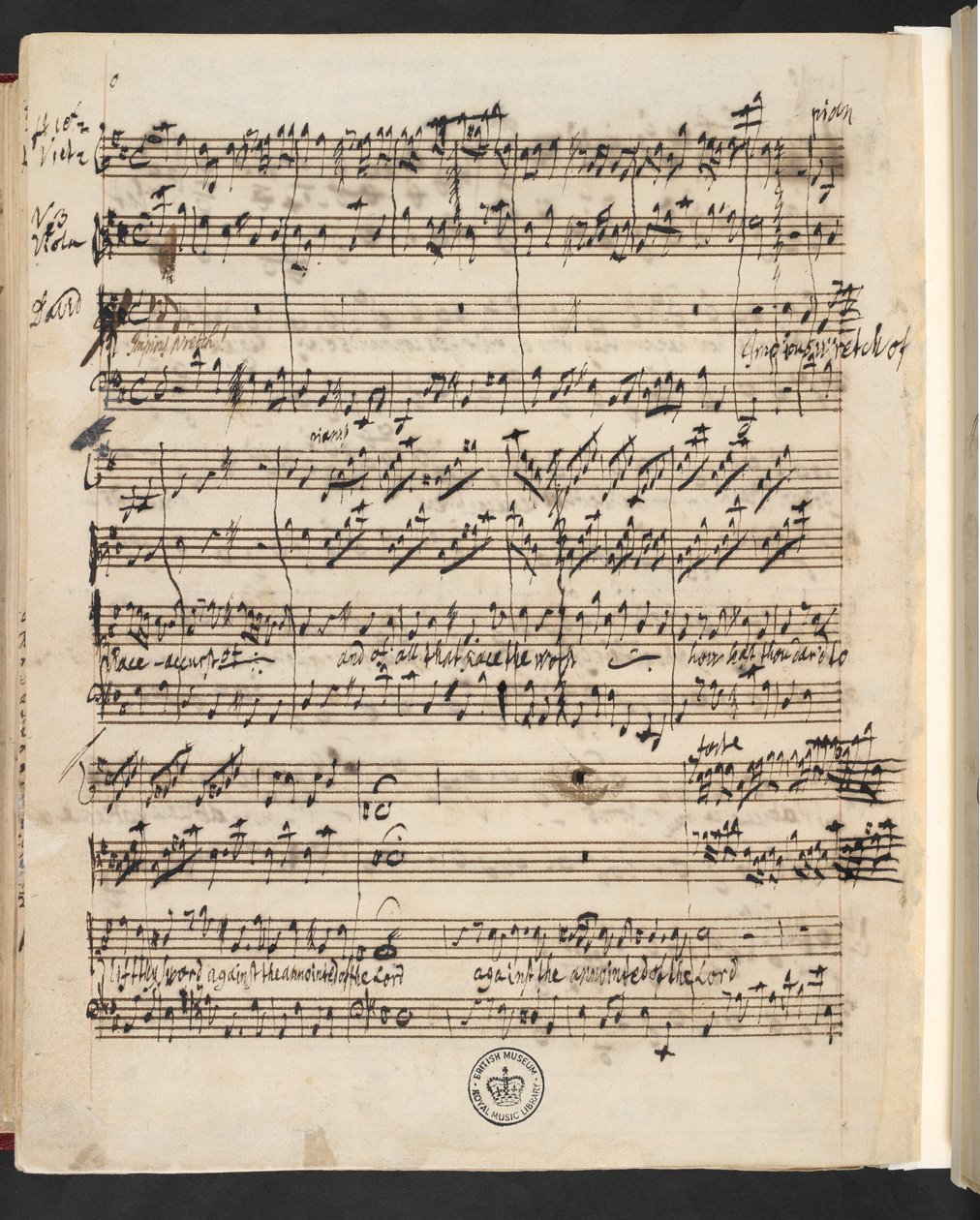 R.M.20.g.3, f.99v de G.F. Händel: Saul (oratori de Charles Jennens) finlandès tekijältä George Frederick Handel
