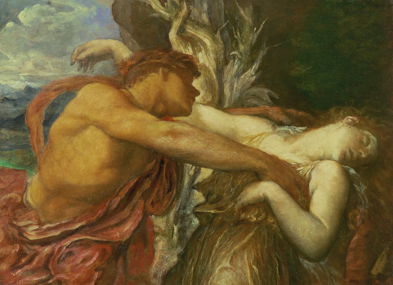 Orpheus ja Eurydice, 1870-72 (mezzotint intialaisella paperilla) tekijältä George Frederick Watts