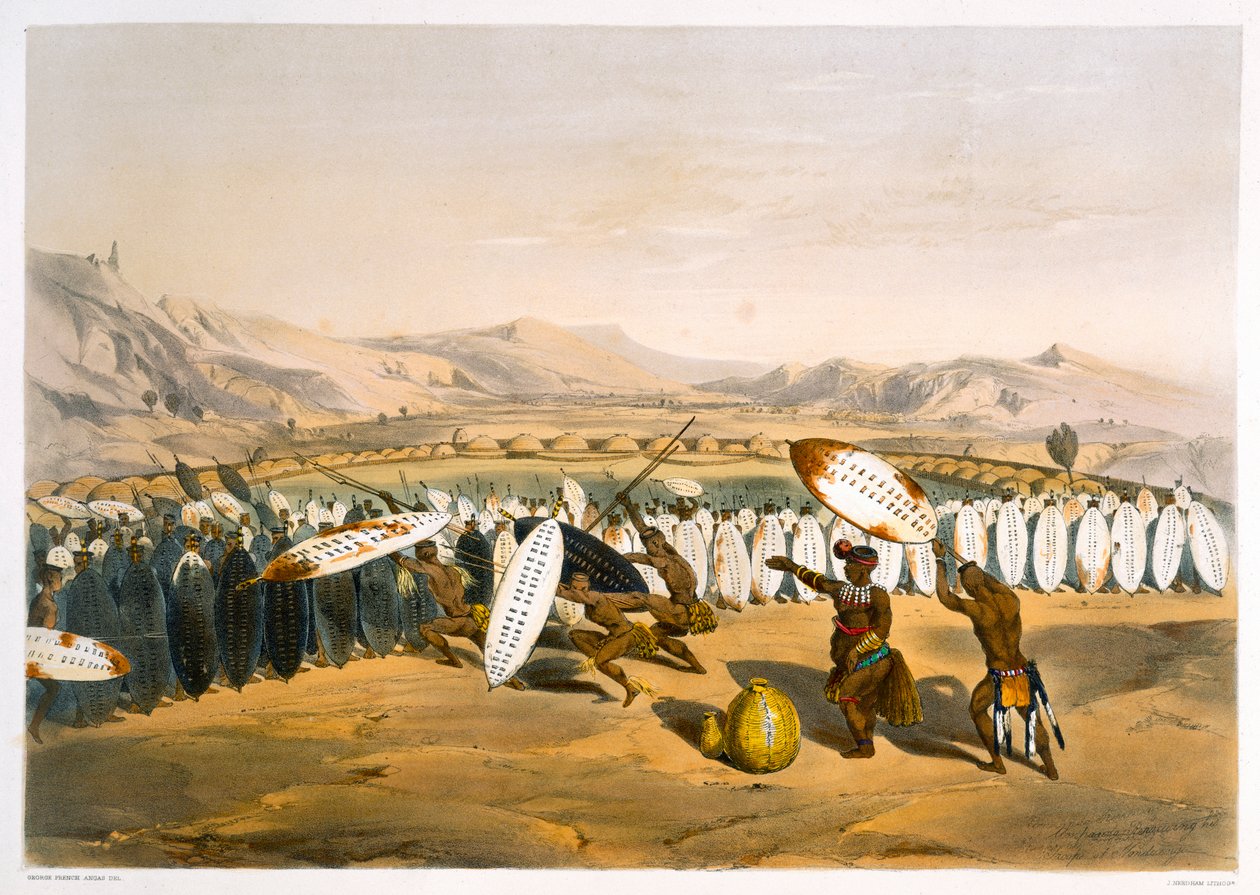 Umpanda arvioi joukkojaan Nonduengissa, 1849 tekijältä George French Angas