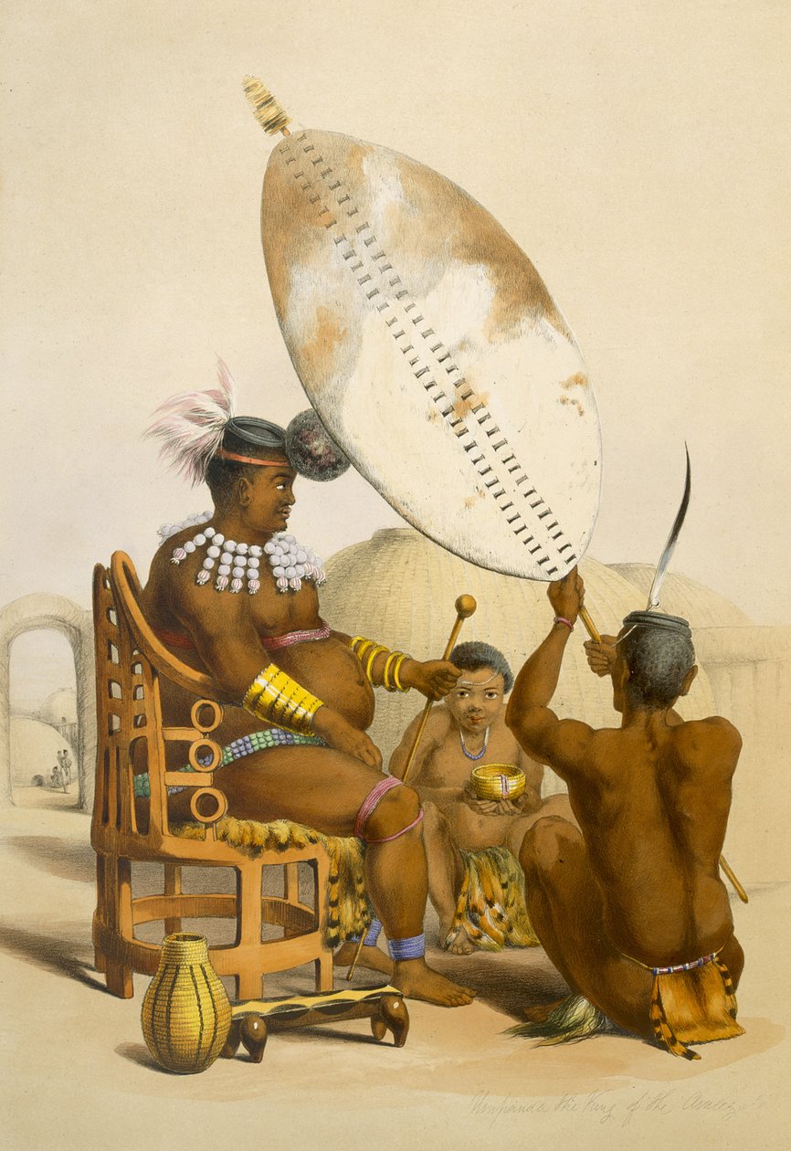 Umpanda the Amazulun kuningas, levy 11 julkaisusta The Kafirs Illustrated, 1849 tekijältä George French Angas